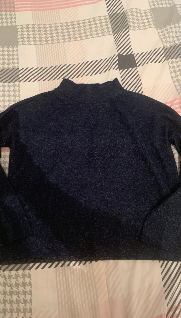 LacivertYünlü Yüksek Yakalı Kadın Kazak - Görsel 3