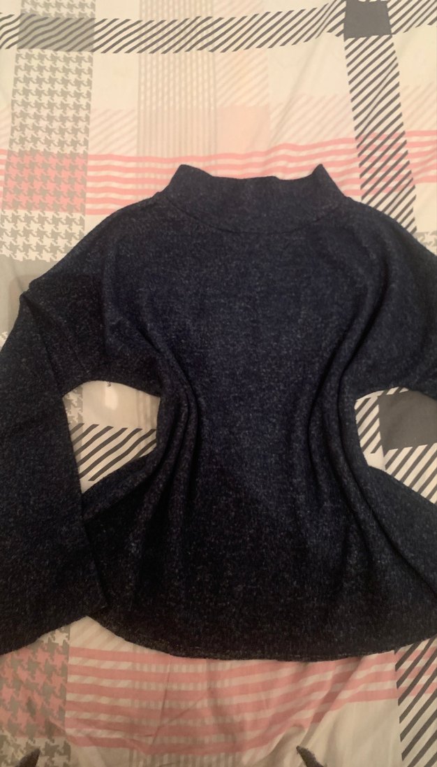 LacivertYünlü Yüksek Yakalı Kadın Kazak - Görsel 2