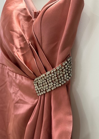 Parlak Mini Drapeli Abiye Elbise - Görsel 2