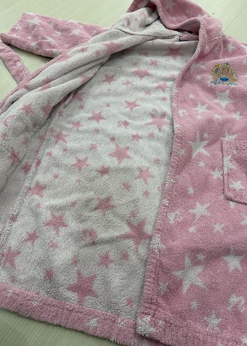 Kız Çocuk Pembe Kapüşonlu Bornoz - Görsel 5