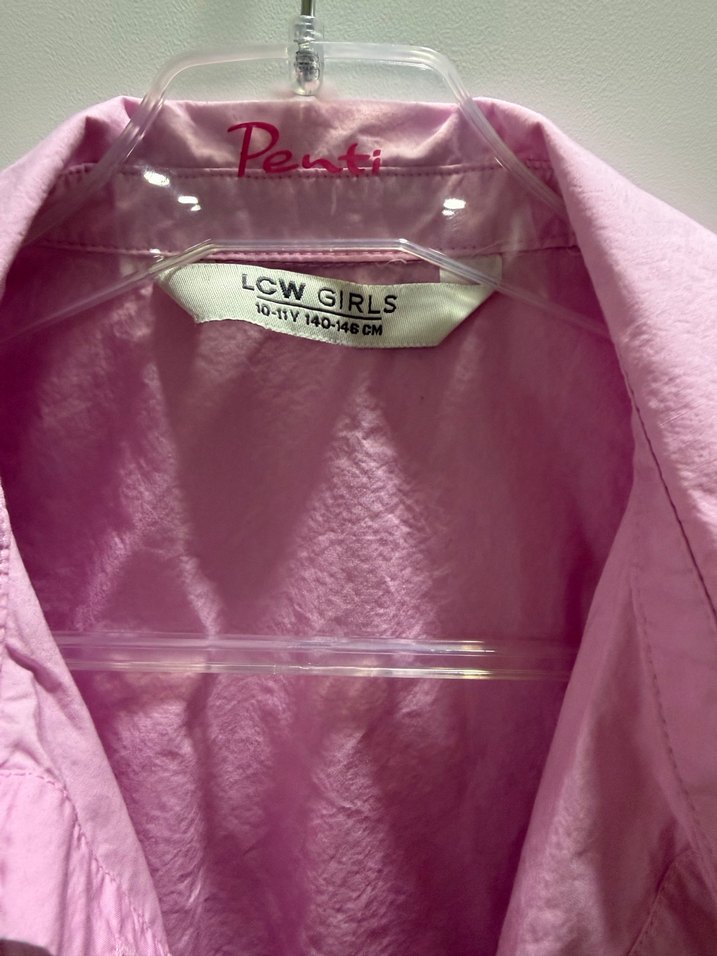 Pembe Kısa Kollu kız çocuk gömlek - Görsel 3