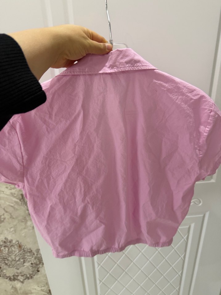 Pembe Kısa Kollu kız çocuk gömlek - Görsel 2