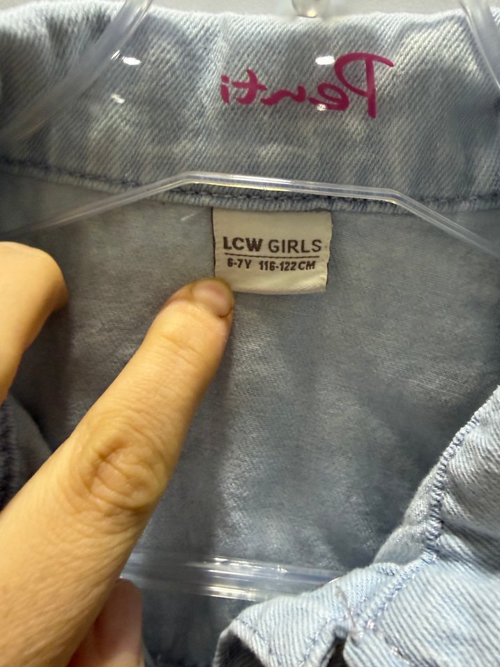 Kısa Kollu Gri Denim Kız Elbise - Görsel 4