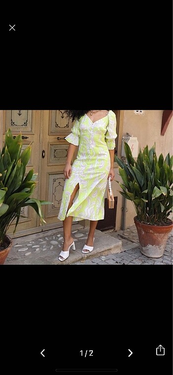 Fıstık yeşili Hot Fashion elbise yazlık