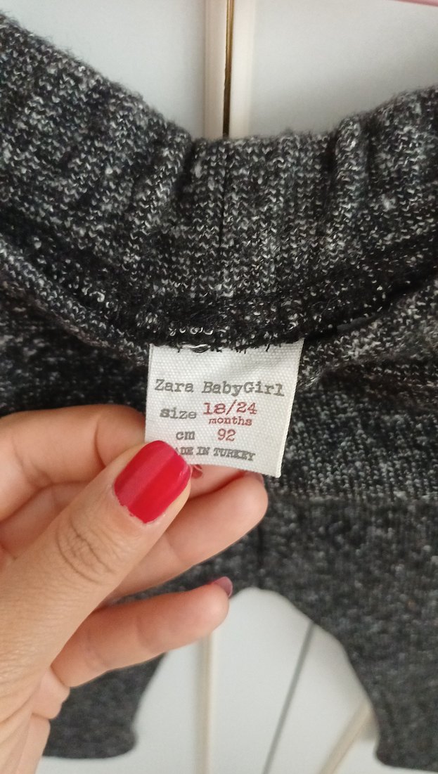 Kız Çocuk Gri Düğmeli Dar Kesim Pantolon - Görsel 2