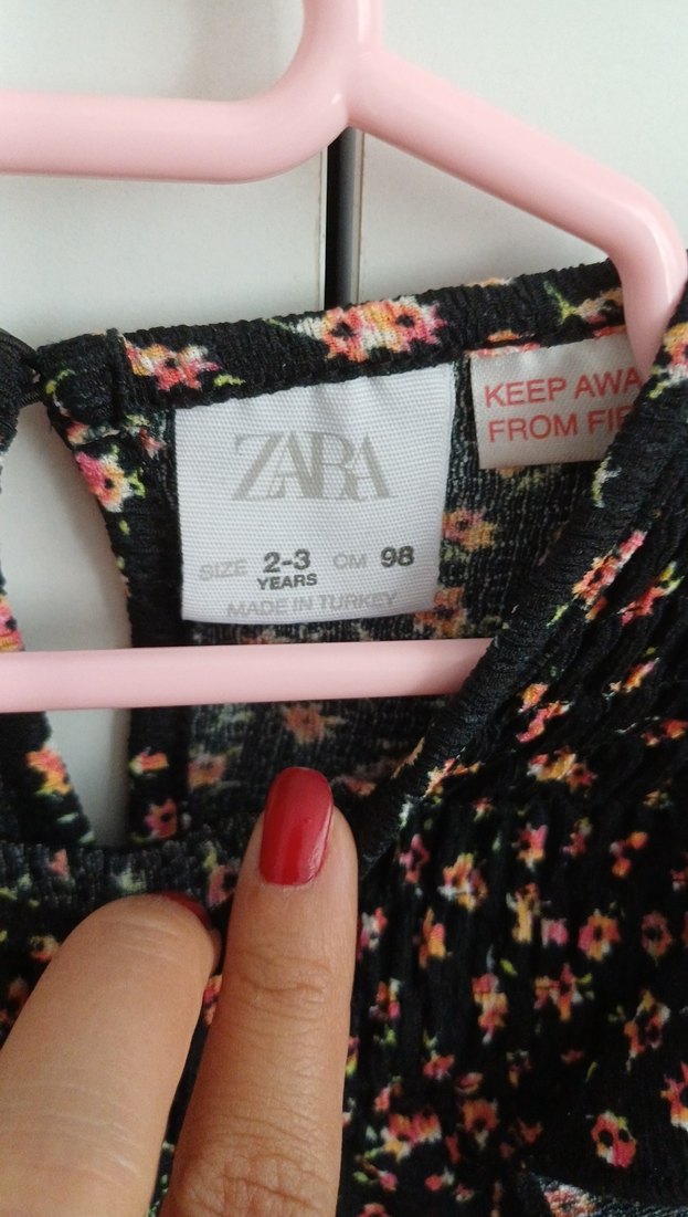 Uzun Kollu Pembe Çiçekli Kız Elbisesi zara - Görsel 2