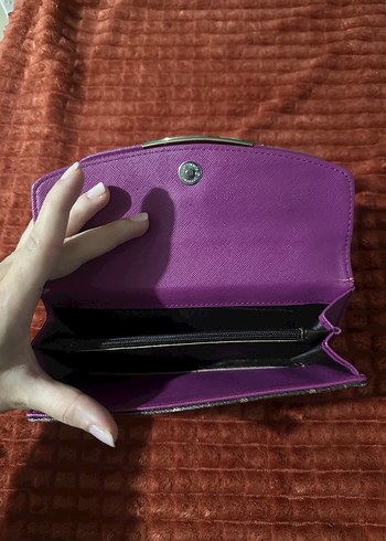Beden kahverengi Renk Louis Vuitton Mor Baskılı Deri Kadın Cüzdanı