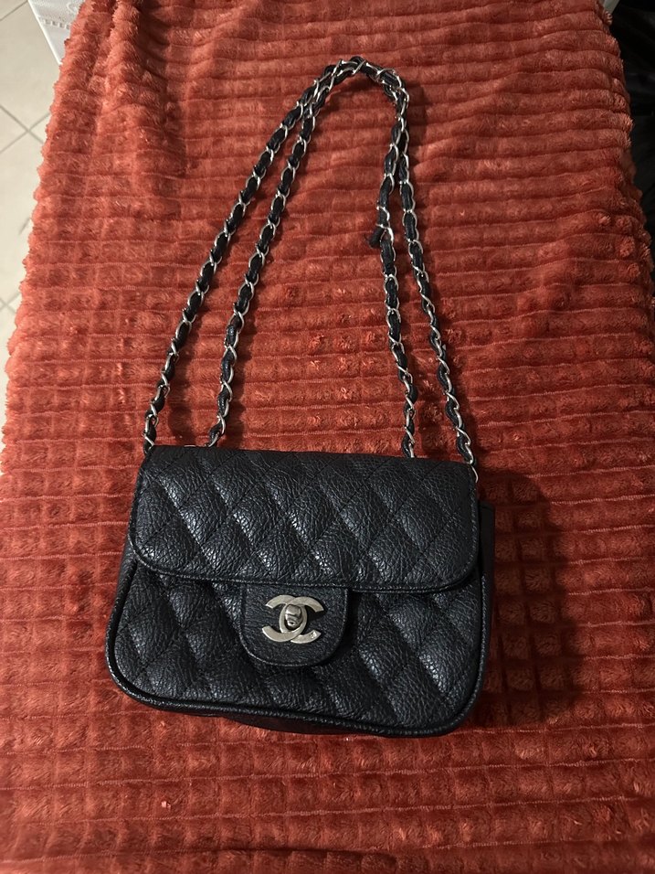 Zincir Detaylı Siyah Deri Kadın Çanta chanel - Görsel 4