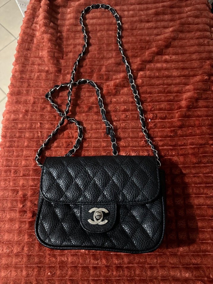 Zincir Detaylı Siyah Deri Kadın Çanta chanel - Görsel 3