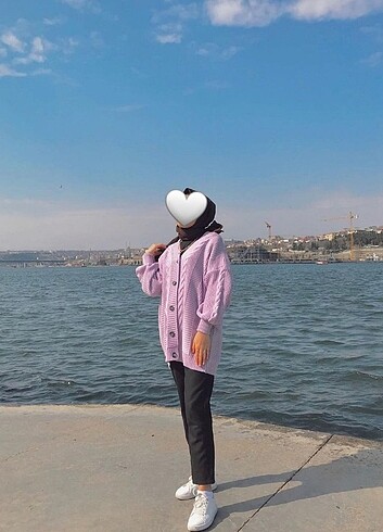 Mor örgülü Hırka