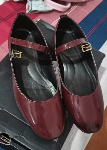Zara Bordo Rugan Marj Jane Kadın Ayakkabi