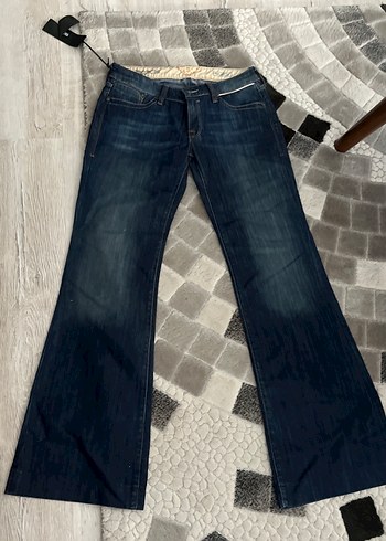 Kadın Lacivert Kemerli Bol Paça Jean - Görsel 2