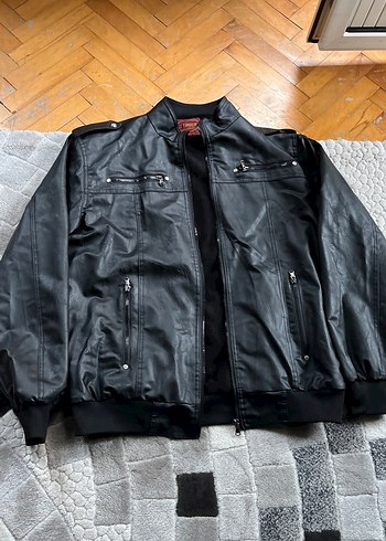Deri Siyah Fermuarlı Erkek Ceket - Görsel 2