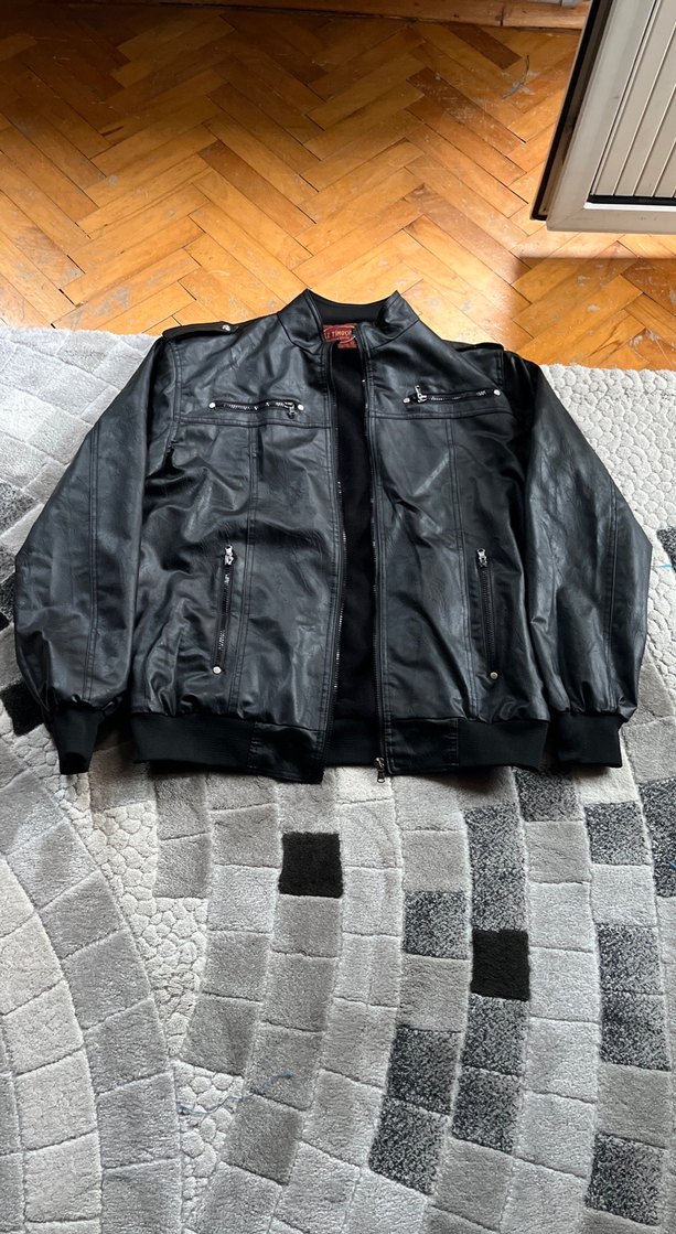 Deri Siyah Fermuarlı Erkek Ceket - Görsel 3