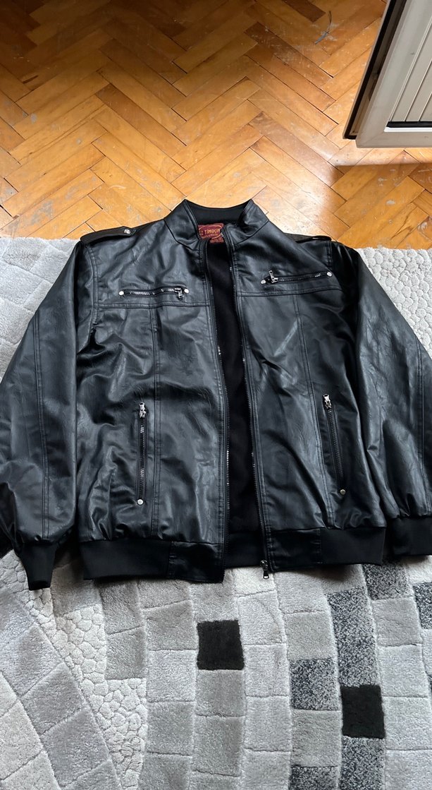 Deri Siyah Fermuarlı Erkek Ceket - Görsel 2