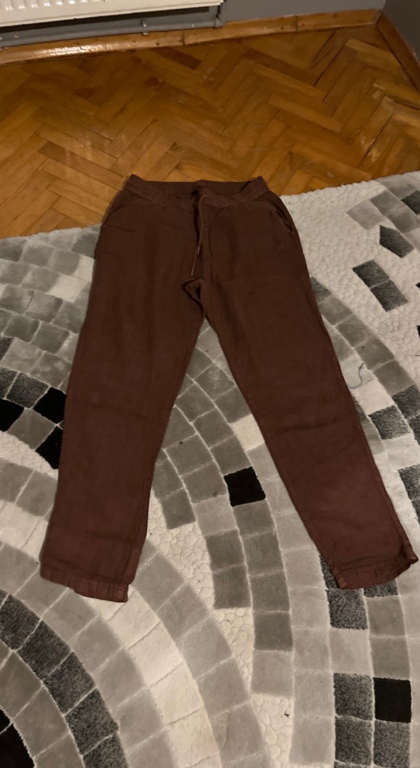 Kahverengi Keten erkek Pantolon - Görsel 2