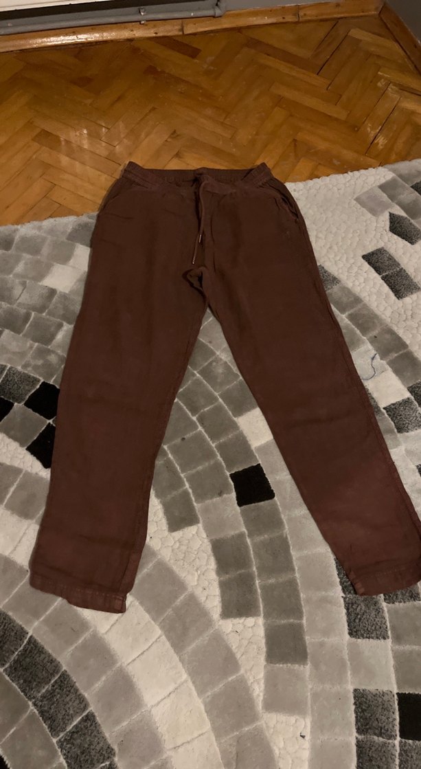 Kahverengi Keten erkek Pantolon - Görsel 3