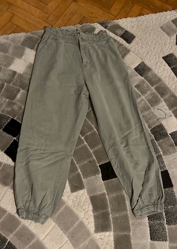 Gri Keten Kadın Bol Kesim Pantolon - Görsel 2