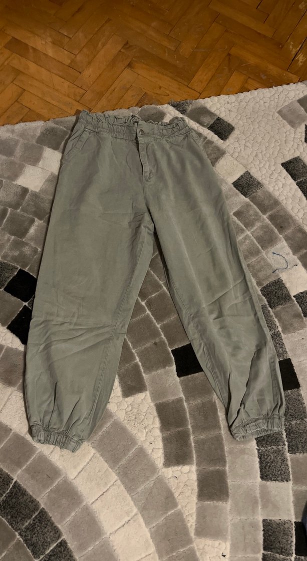 Gri Keten Kadın Bol Kesim Pantolon - Görsel 2