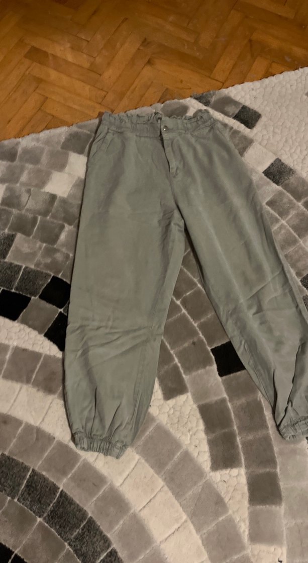 Gri Keten Kadın Bol Kesim Pantolon - Görsel 3