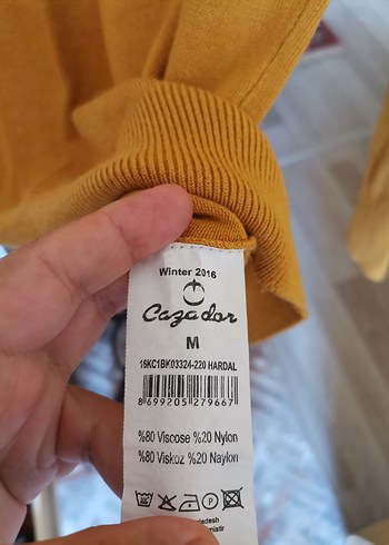 m Beden Sarı V Yakalı Örgü Kadın Triko