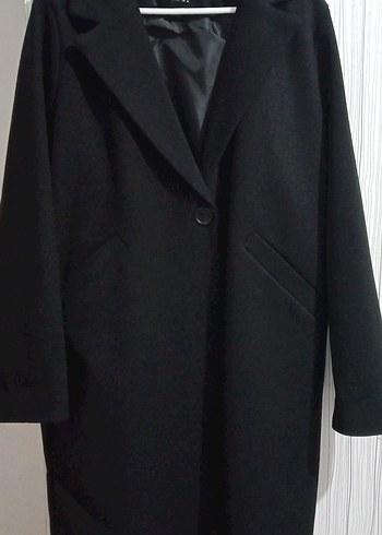 Siyah Tek Düğmeli Kaban/Oversize