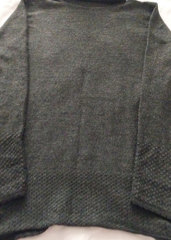 Gri Kadın Yün Örgü Boğazlı Kollu Kazak - Görsel 6