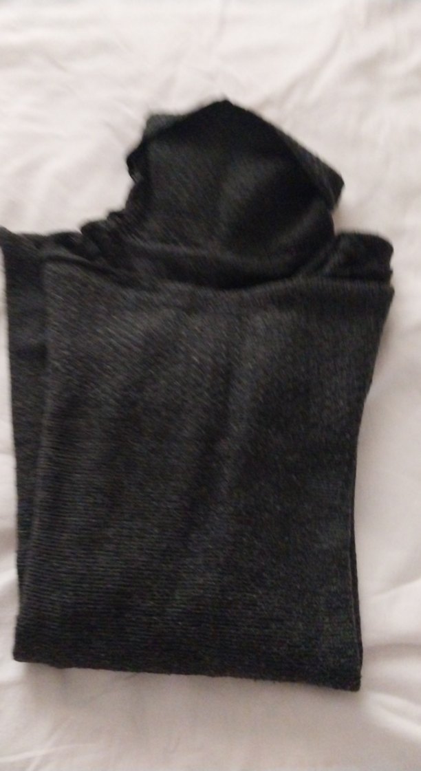 Gri Kadın Yün Örgü Boğazlı Kollu Kazak - Görsel 2