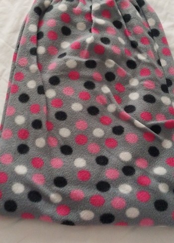 Gri Puanlı  büyük beden polar alt pijama - Görsel 3