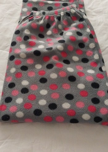 Gri Puanlı  büyük beden polar alt pijama - Görsel 4