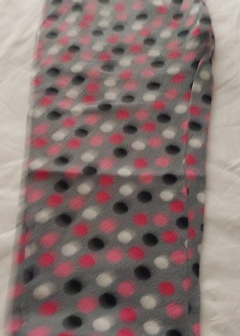 Gri Puanlı  büyük beden polar alt pijama - Görsel 6