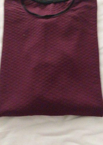 Bordo bayan Bluz, Uzun Kollu, Tek Renk - Görsel 5