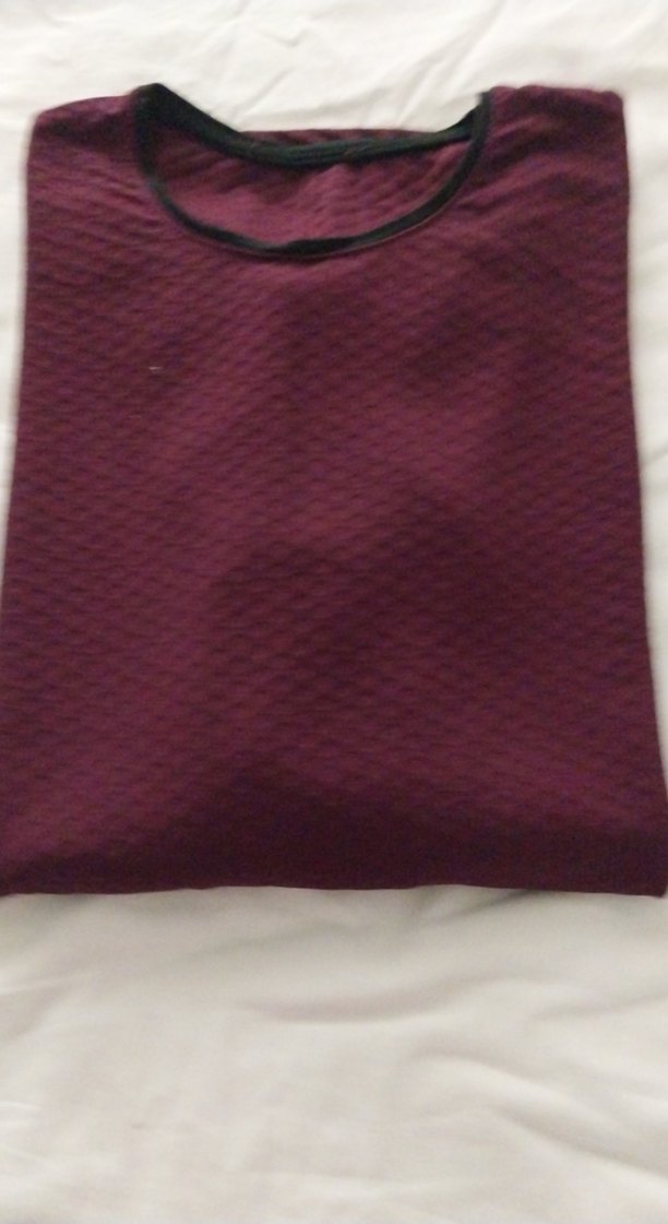 Bordo bayan Bluz, Uzun Kollu, Tek Renk - Görsel 5