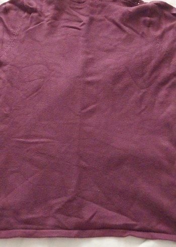 Bordo Kısa Kollu Triko Kazak - Görsel 5