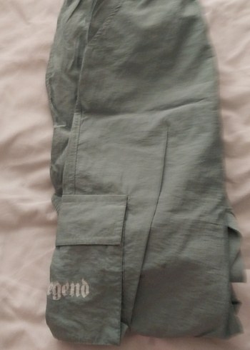 Su yeşili Keten Kemerli Salaş Midi Pantolon - Görsel 2