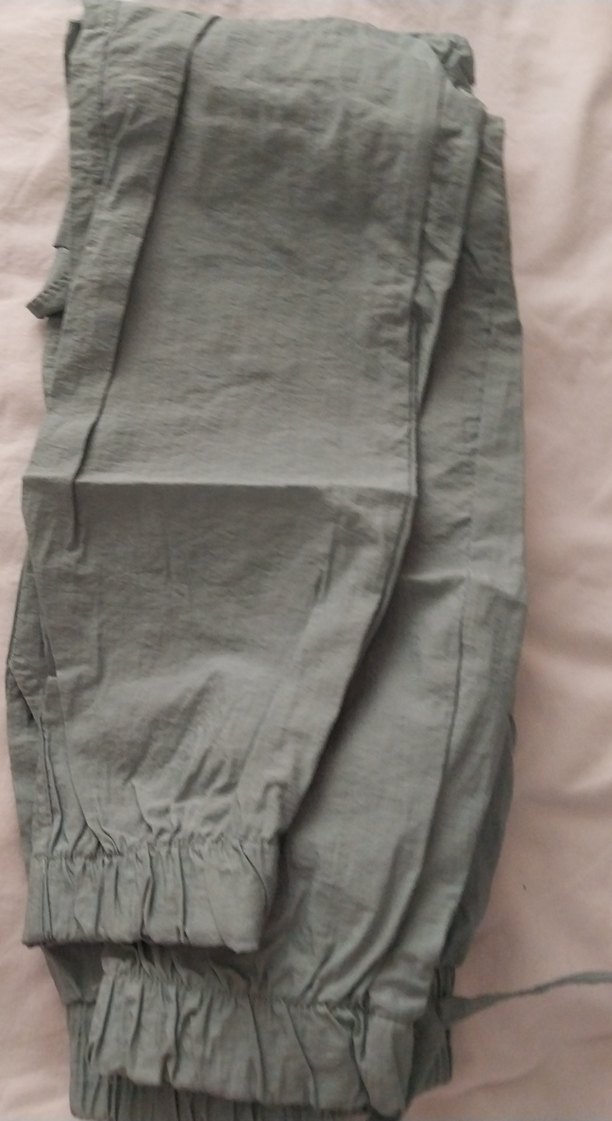 Su yeşili Keten Kemerli Salaş Midi Pantolon - Görsel 3