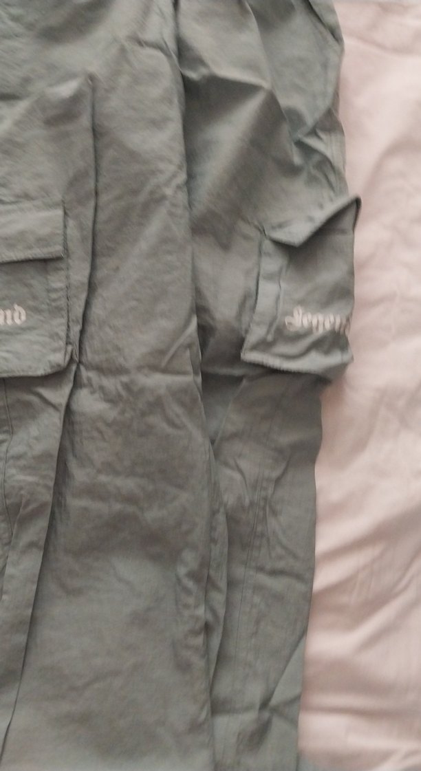 Su yeşili Keten Kemerli Salaş Midi Pantolon - Görsel 4