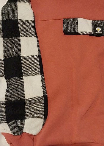 Kemerli Ekose Desenli kollu  kapüşonlu  sweat - Görsel 2