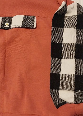 Kemerli Ekose Desenli kollu  kapüşonlu  sweat - Görsel 3