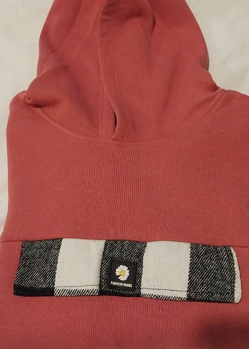 Kemerli Ekose Desenli kollu  kapüşonlu  sweat - Görsel 5