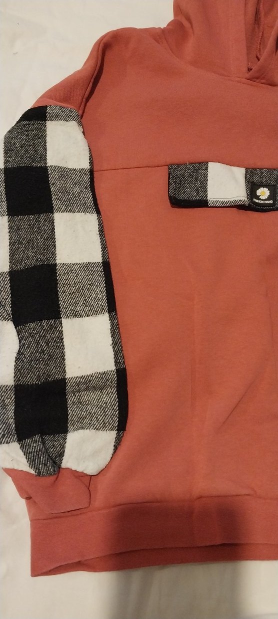 Kemerli Ekose Desenli kollu  kapüşonlu  sweat - Görsel 2