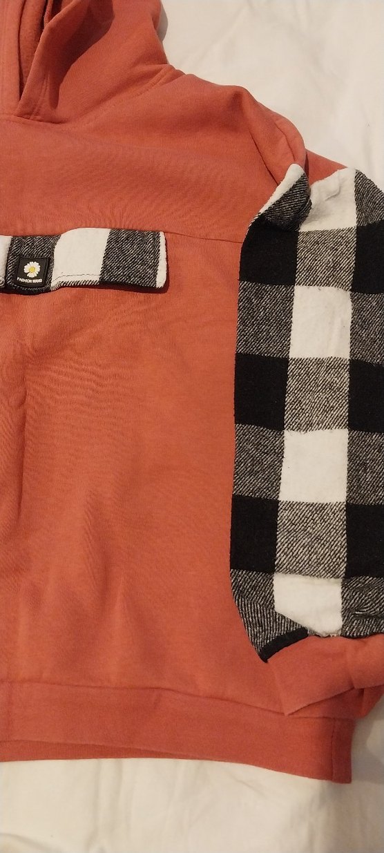 Kemerli Ekose Desenli kollu  kapüşonlu  sweat - Görsel 3