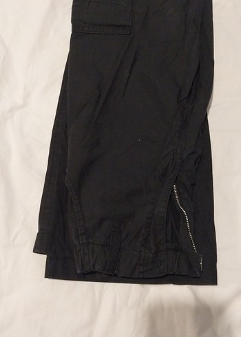 Kız çocuk Siyah Bol Kesim Keten Kemerli Pantolon - Görsel 6