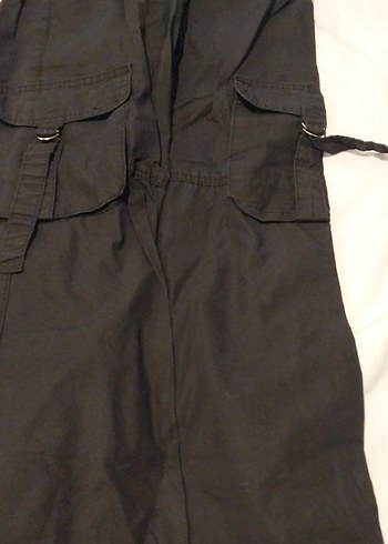 Kız çocuk Siyah Bol Kesim Keten Kemerli Pantolon - Görsel 2