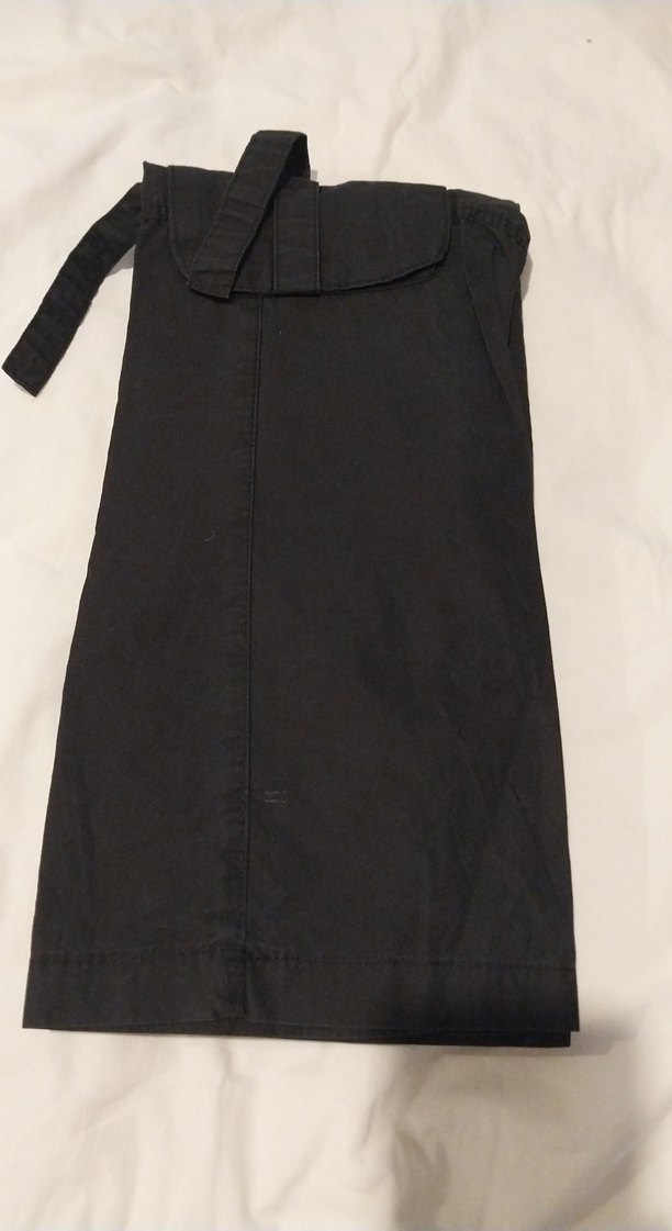 Kız çocuk Siyah Bol Kesim Keten Kemerli Pantolon - Görsel 5