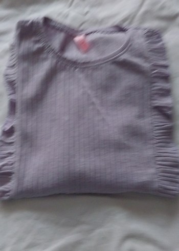 Kız Çocuk lila  Bluz çizgi Detaylı - Görsel 8