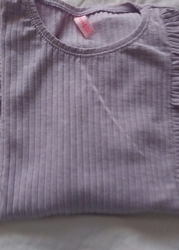 Kız Çocuk lila  Bluz çizgi Detaylı - Görsel 7