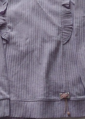 Kız Çocuk lila  Bluz çizgi Detaylı - Görsel 4