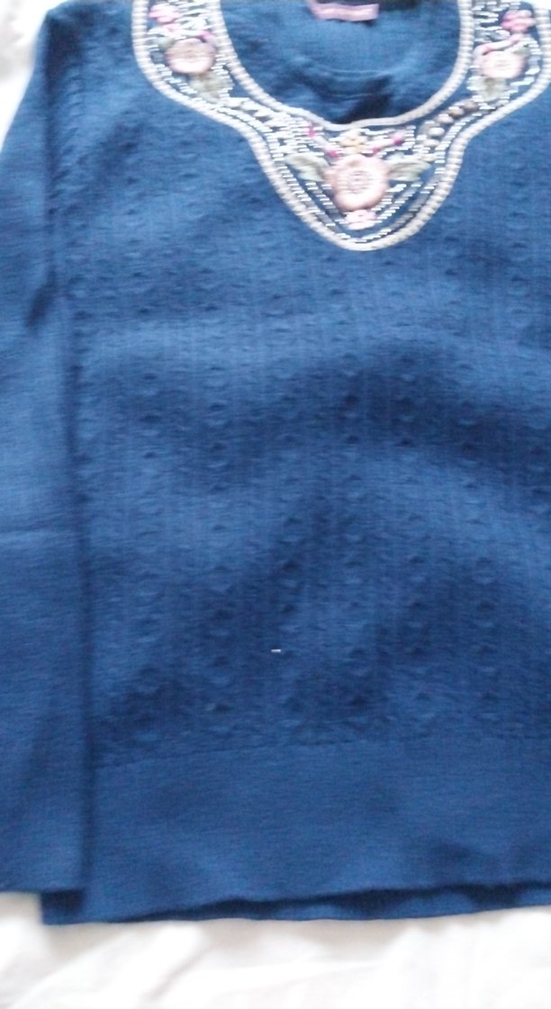 Mavi Örgü Bohem Kadın Kazak - Görsel 3