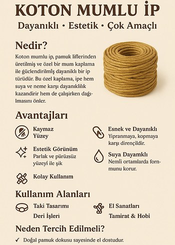 Koton Mumlu İp - Dayanıklı ve Çok Amaçlı 2 mm